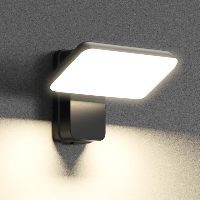 Aplique de pared para interior y exterior, aplique LED giratorio 350°, resistente al agua IP65, blanco cálido 3000K,para jardín, terraza (negro)