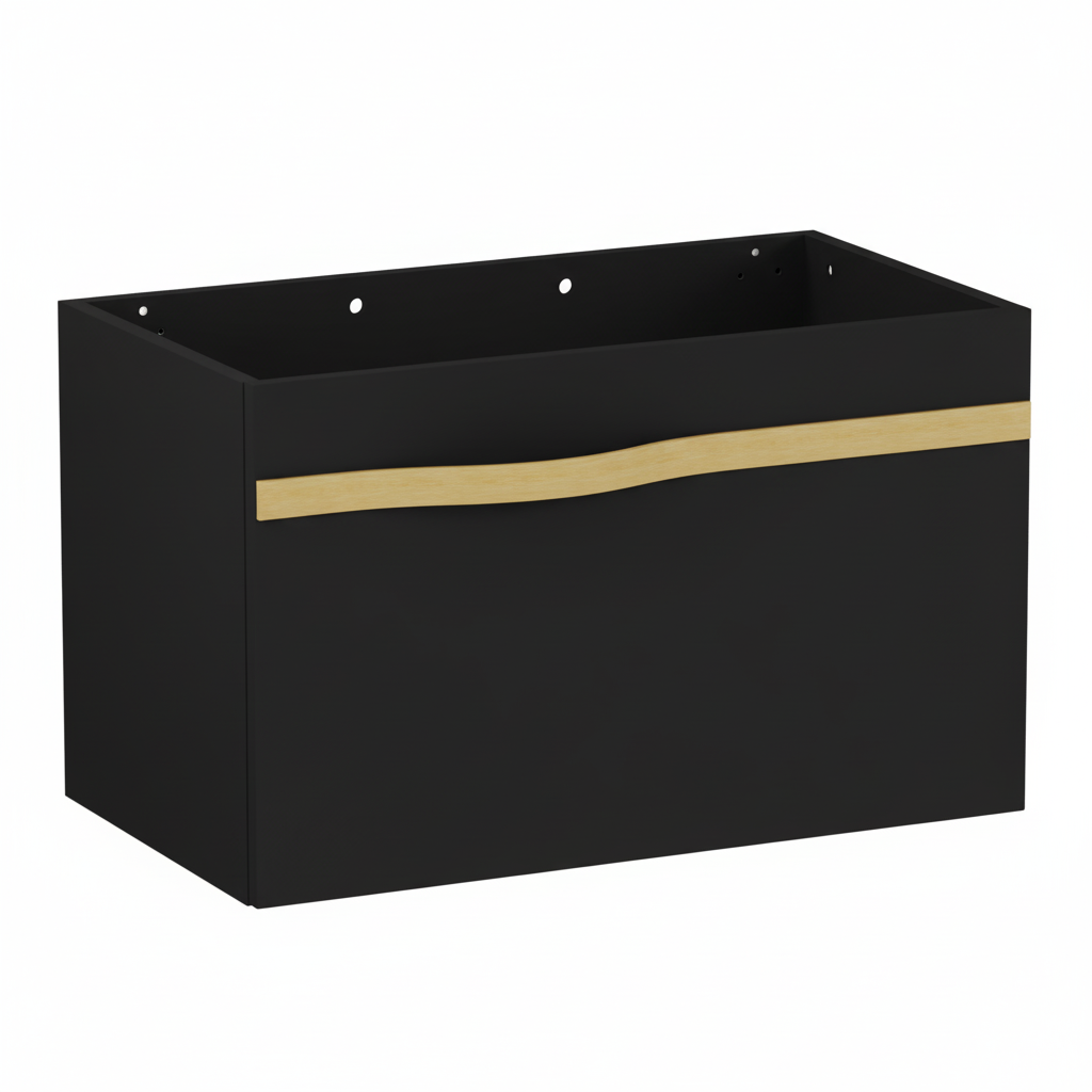 Szafka pod umywalkę VOG 69 cm czarny mat ze złotym uchwytem bez umywalki