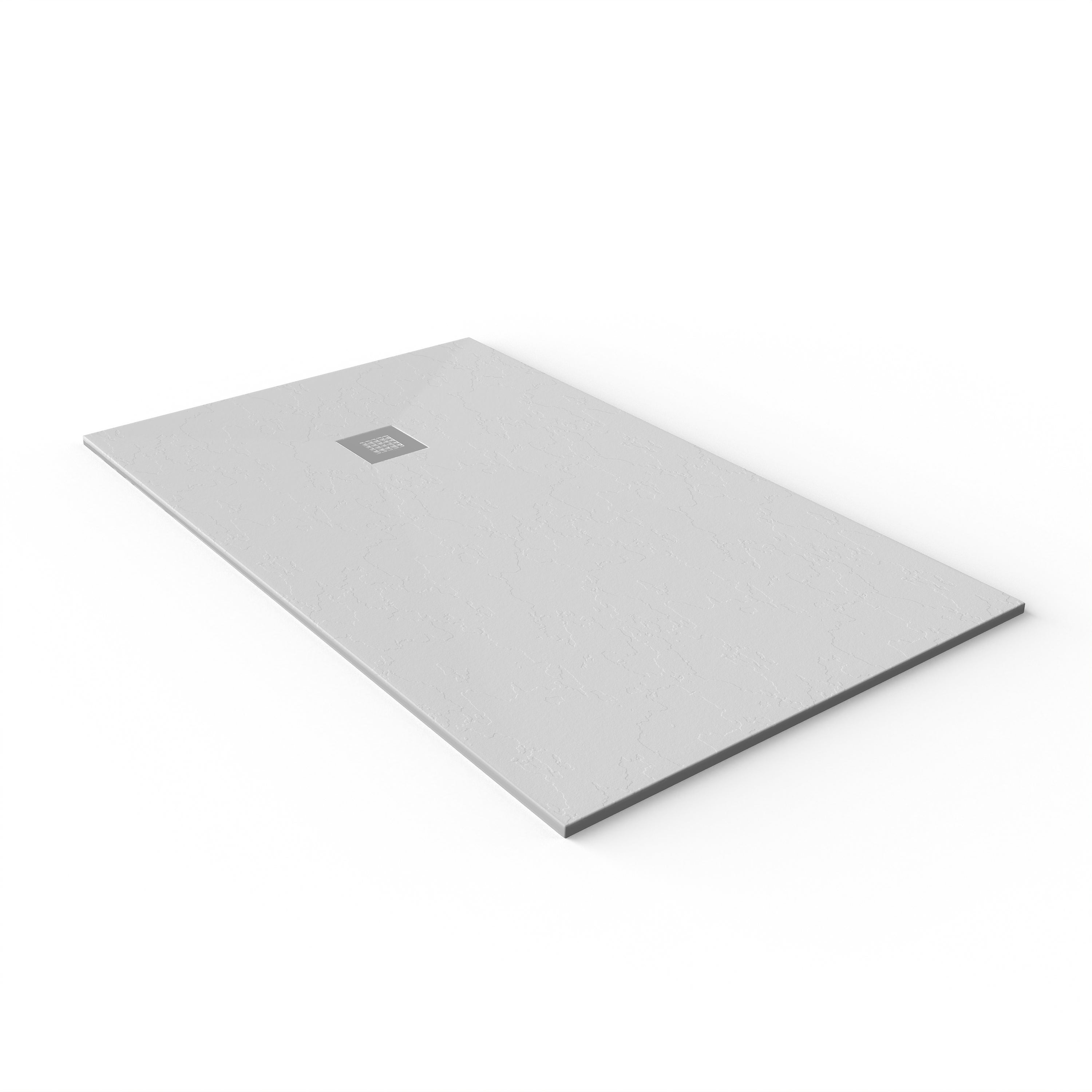 NEBADOON | Plato Ducha de Resina Modelo Roma - Textura Pizarra Antideslizante – Blanco (RAL 9003) 70x70cm – Incluye Válvula Desagüe y Rejilla - 5