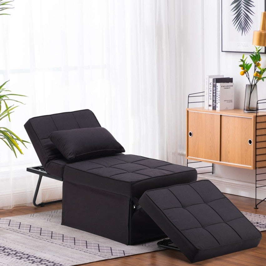 Pouf poltrona letto pieghevole in tessuto Sweet Relax - Nero - 2