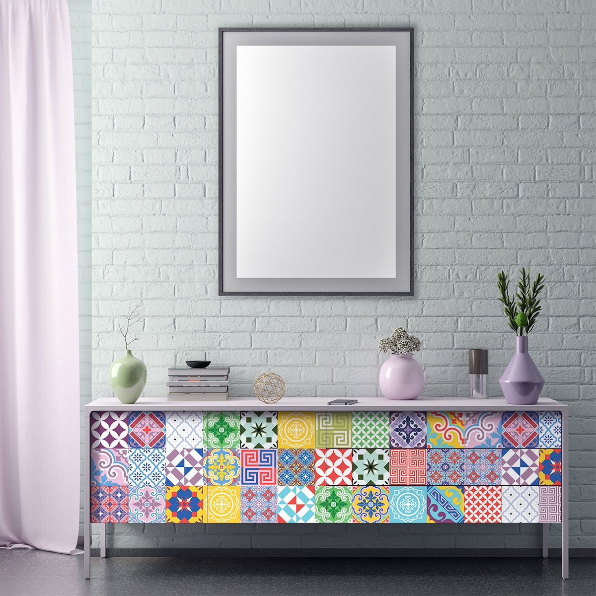 24 vinilos baldosa de cemento muebles kariza - adhesivo de pared - revestimiento sticker mural decorativo - 24stickers20x20cm