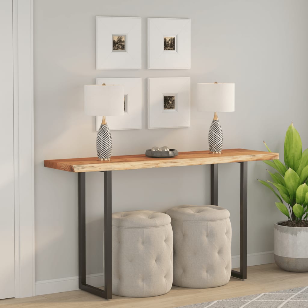 Piano Per Tavolo 140x40x4 Cm Rettangolare Legno Massello Acacia - 3