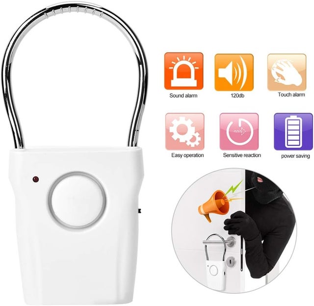 Alarme de porte et fenêtre,120dB Touch Sensor Poignée de porte Alarme Anti-vol Vibration Fenêtre Alerte Contre Le Cambriolage Home Security