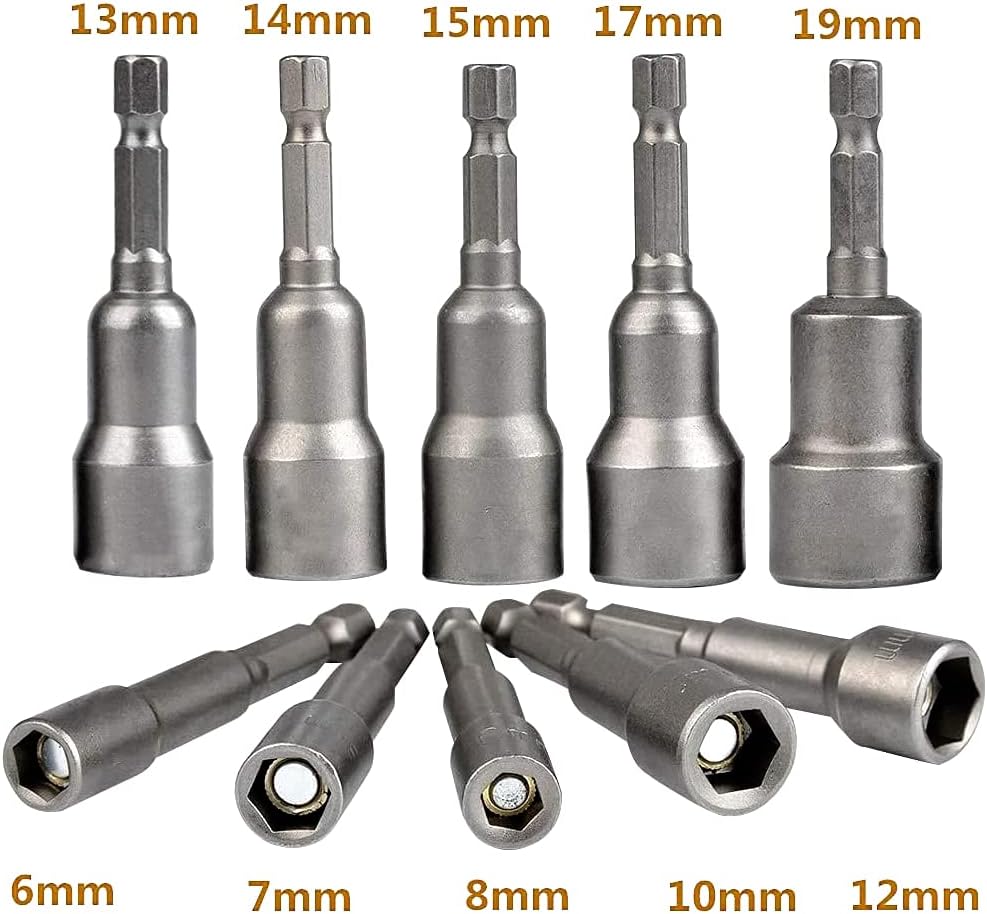 10 Pièces Douille Visseuse 6-19mm - Adaptateur Embout, Hexagonal Pour Tournevis à Écrou de pour Perceuse à Main, Tournevis Électrique, Clé à Douille - 3