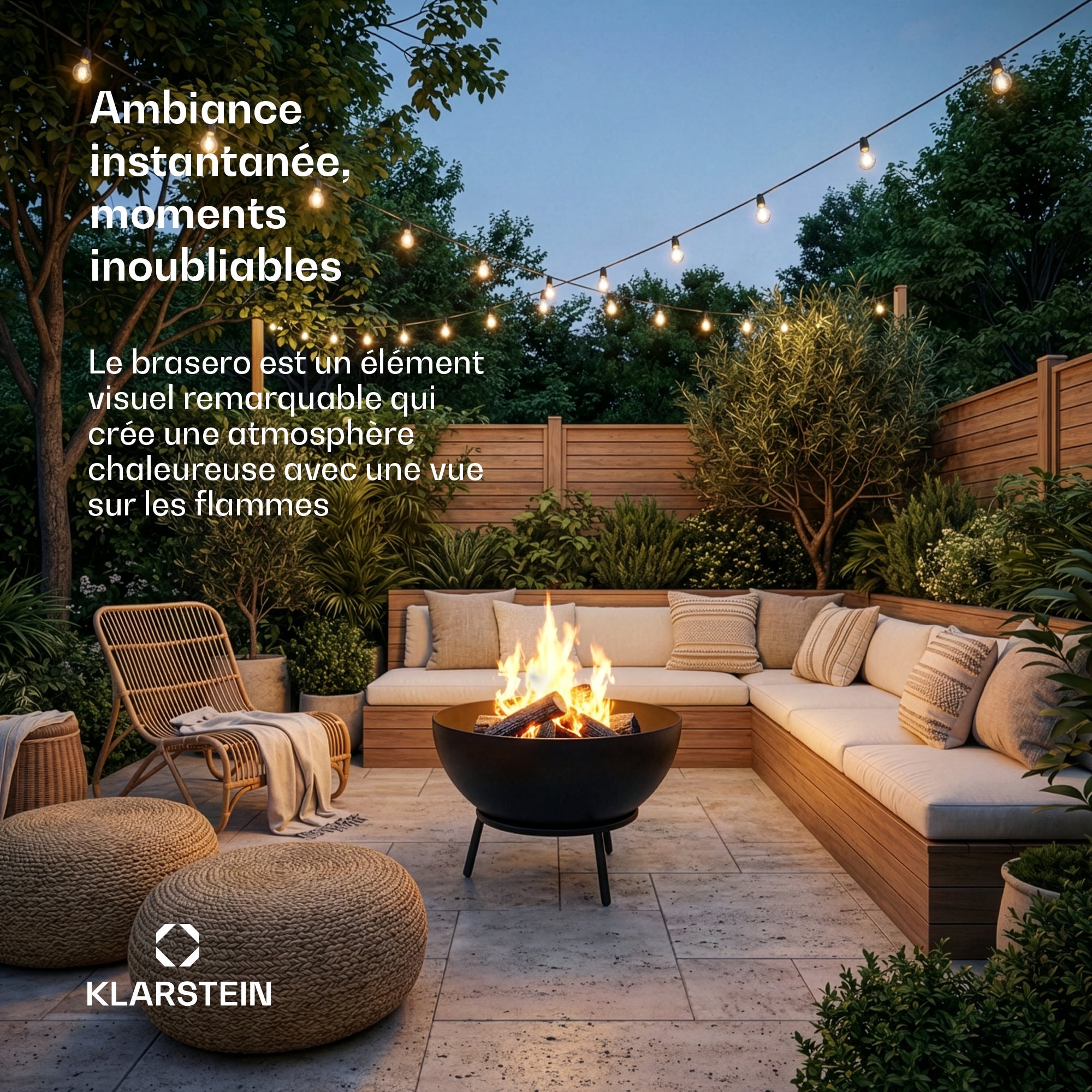 KLARSTEIN Fireball coupelle à feu basse | Anticorrosion | Anti-basculement | Robuste | 66 cm | Noir Noir - 2