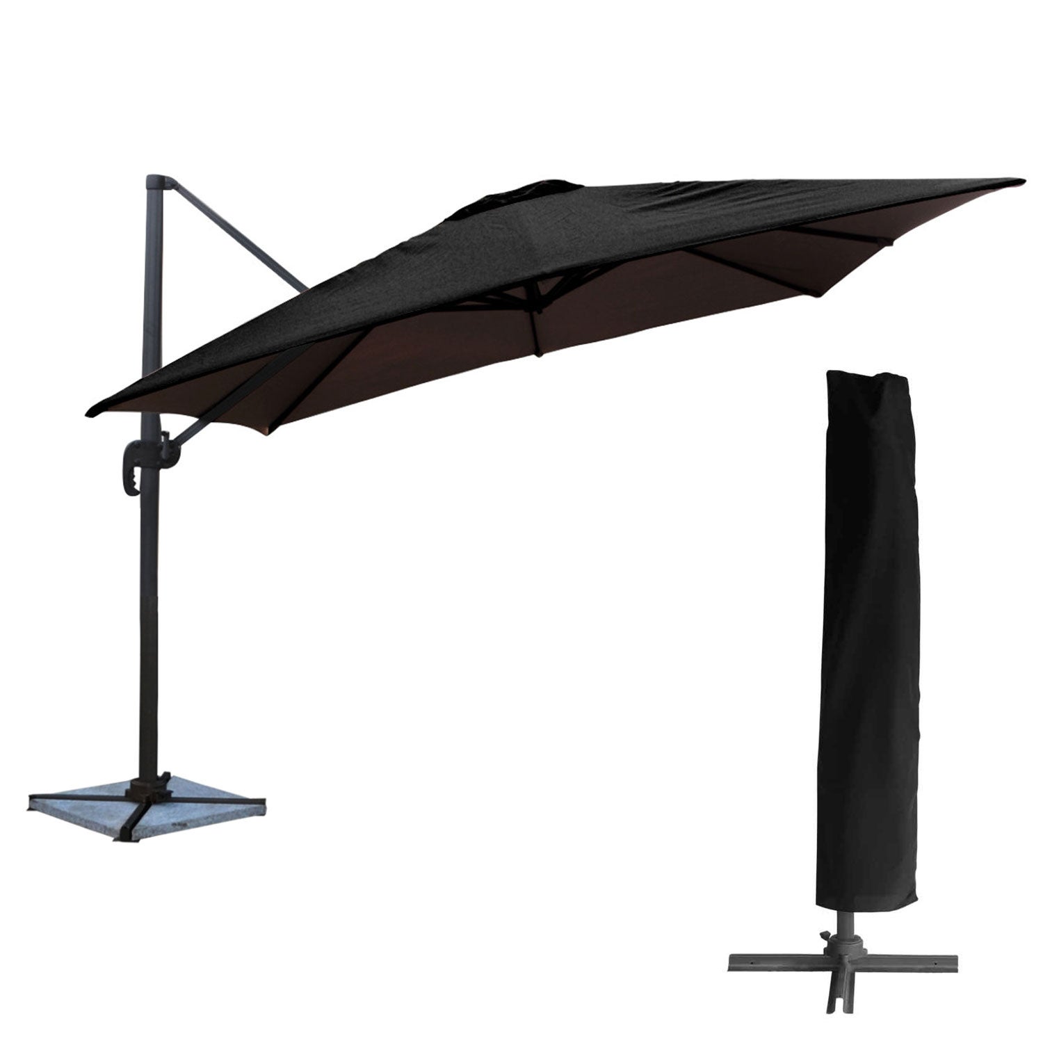 Parasol MOLOKAI kwadratowy 3x3m czarny + pokrowiec