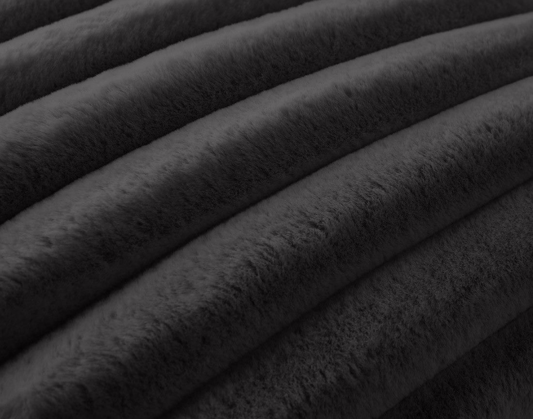 Coussin en fausse fourrure côtelée gris foncé 60 x 60 cm - SIERRA - Best Mobilier - 2