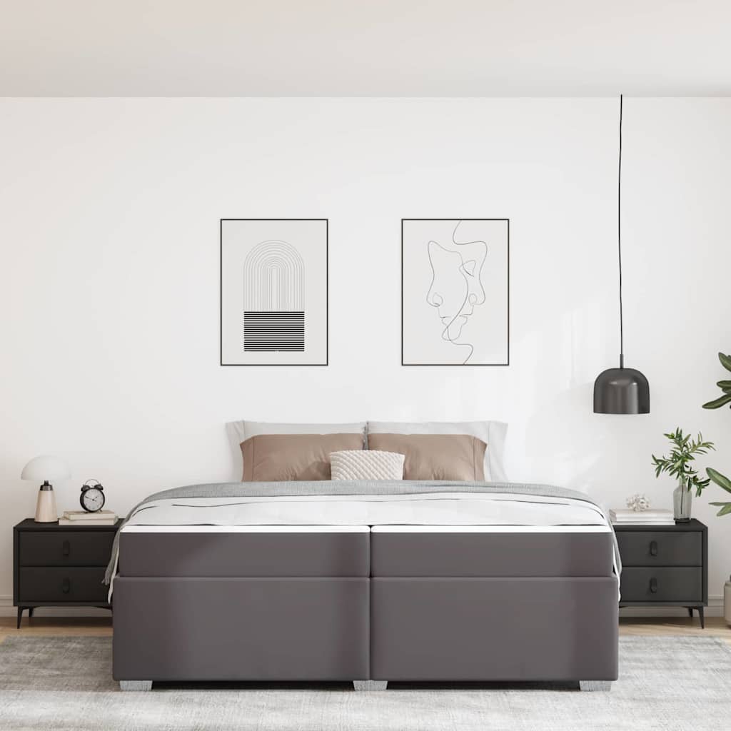Cadre de lit gris en PVC pour la chambre, 200 × 200 cm - 3