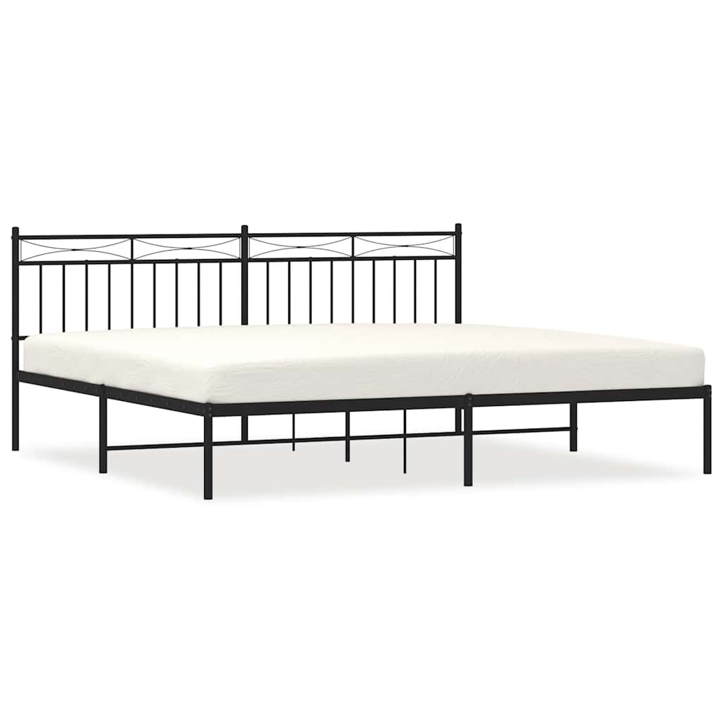 Estructura de cama sin colchón con cabecero de metal negro, para dormitorio, 193 × 203 cm - 2