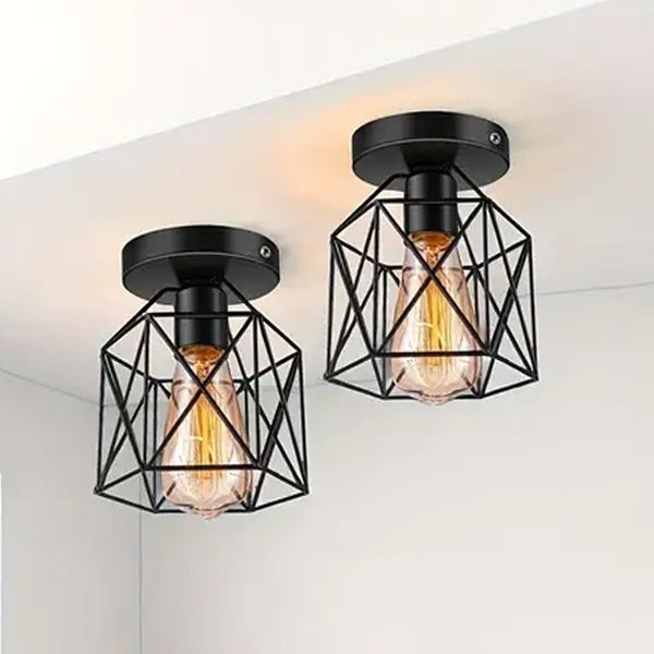 Lampa LED w stylu industrialnym vintage - Plafon lub kinkiet - Półwpuszczany E27 - Bez żarówki - Dekoracja salonu/sypialni/kawiarni (2 sztuki)