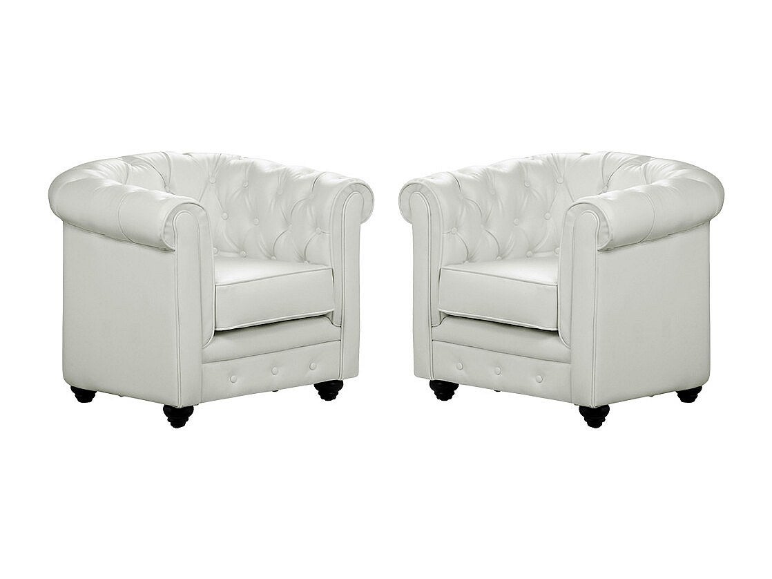 Komplet 2 foteli CHESTERFIELD - Z ekoskóry - Biały