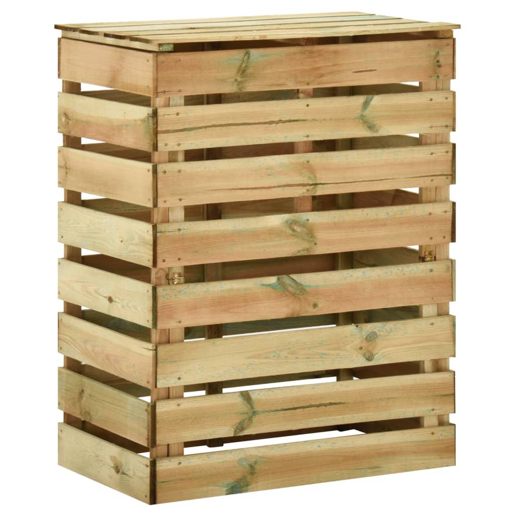 Composteur à lattes en bois de pin imprégné pour le jardin, 80 × 50 × 100 cm - 2