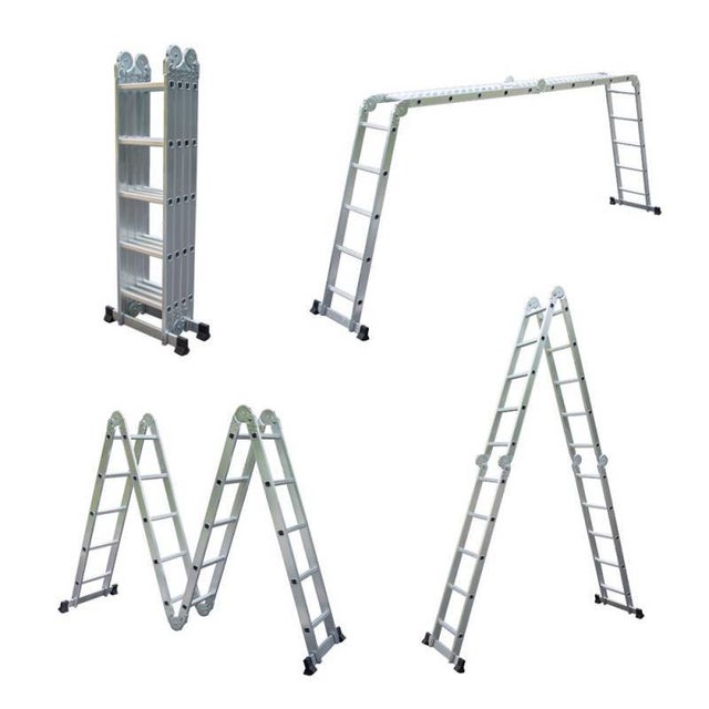 Échelle Multifonction Pliable 4x5 marches 6 en 1 - 5.7m - 100% aluminium - Avec plateforme échafaudage - SECURY-T