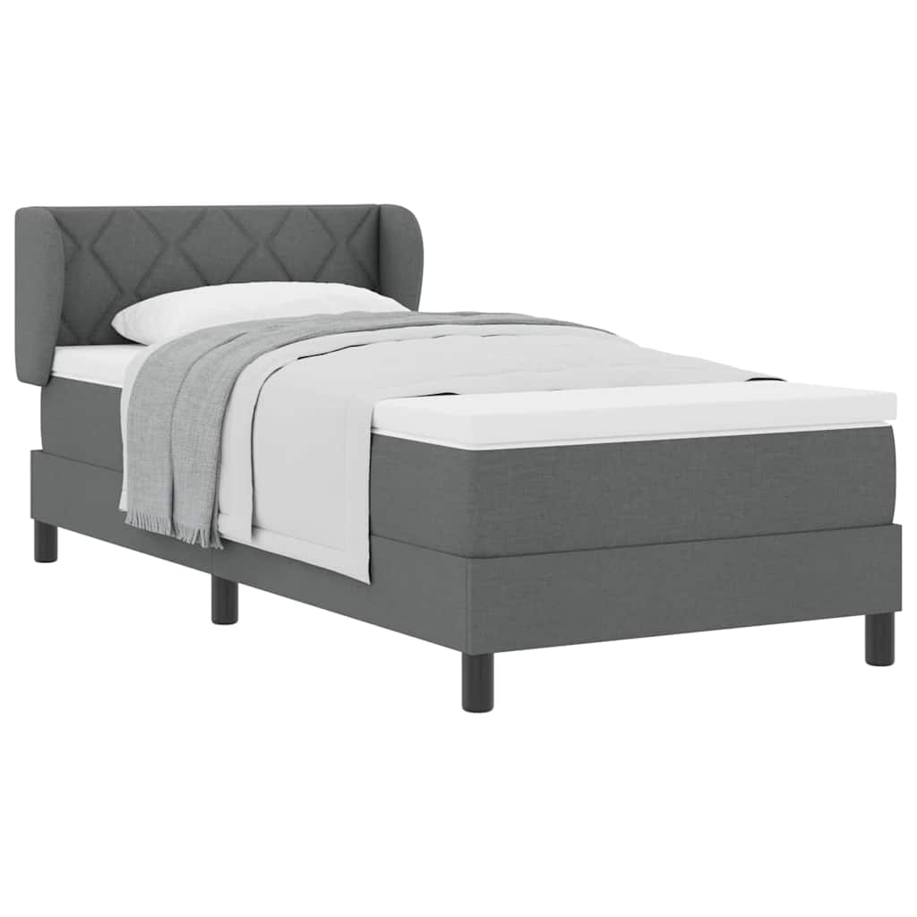 Cadre de lit avec matelas Gris foncé 90 x 200 cm tissu - 3