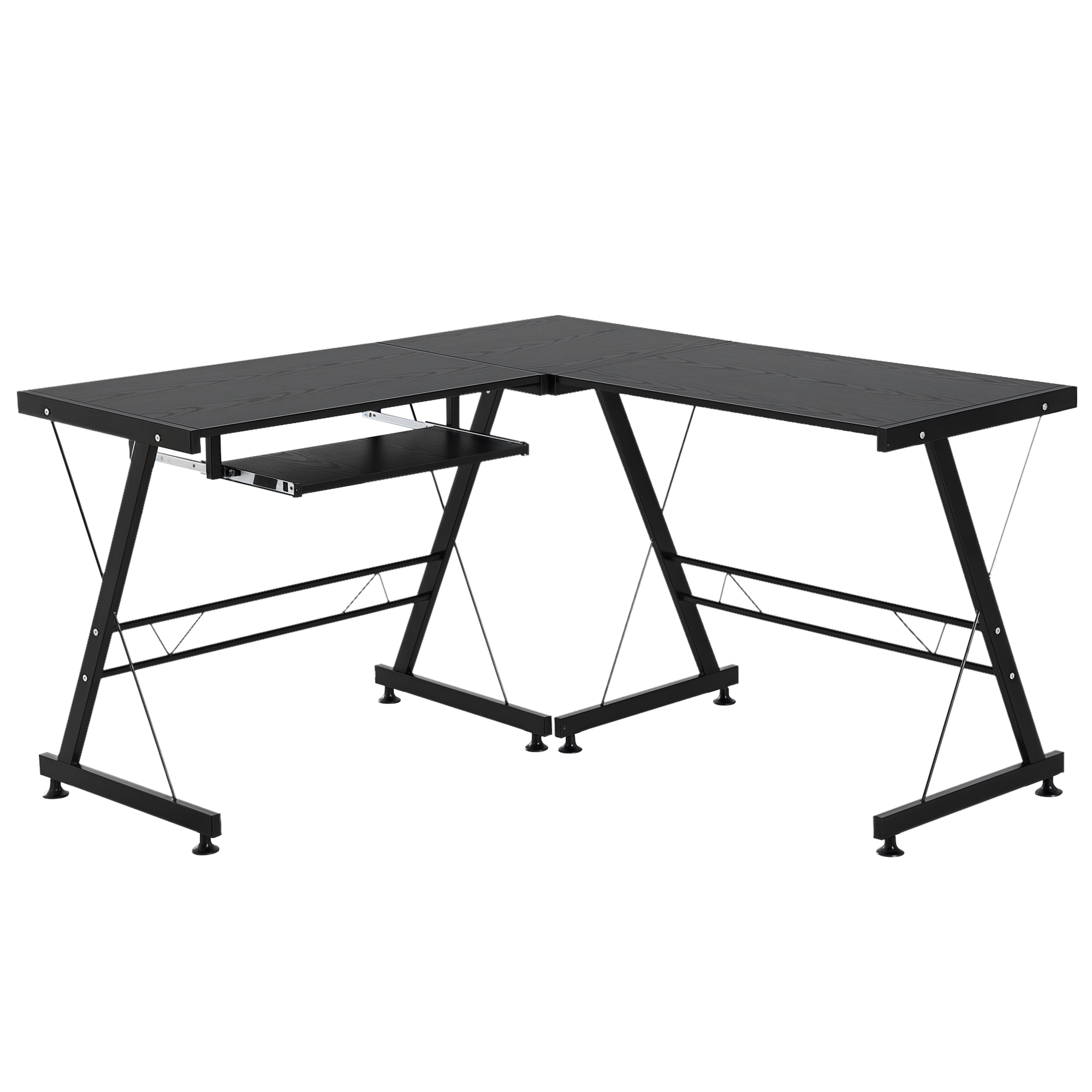 Essenza  Mesa Oficina 2 En 1 Forma L O Recta 130X130cm Con Bandeja Teclado Negra , Leroy Merlin
