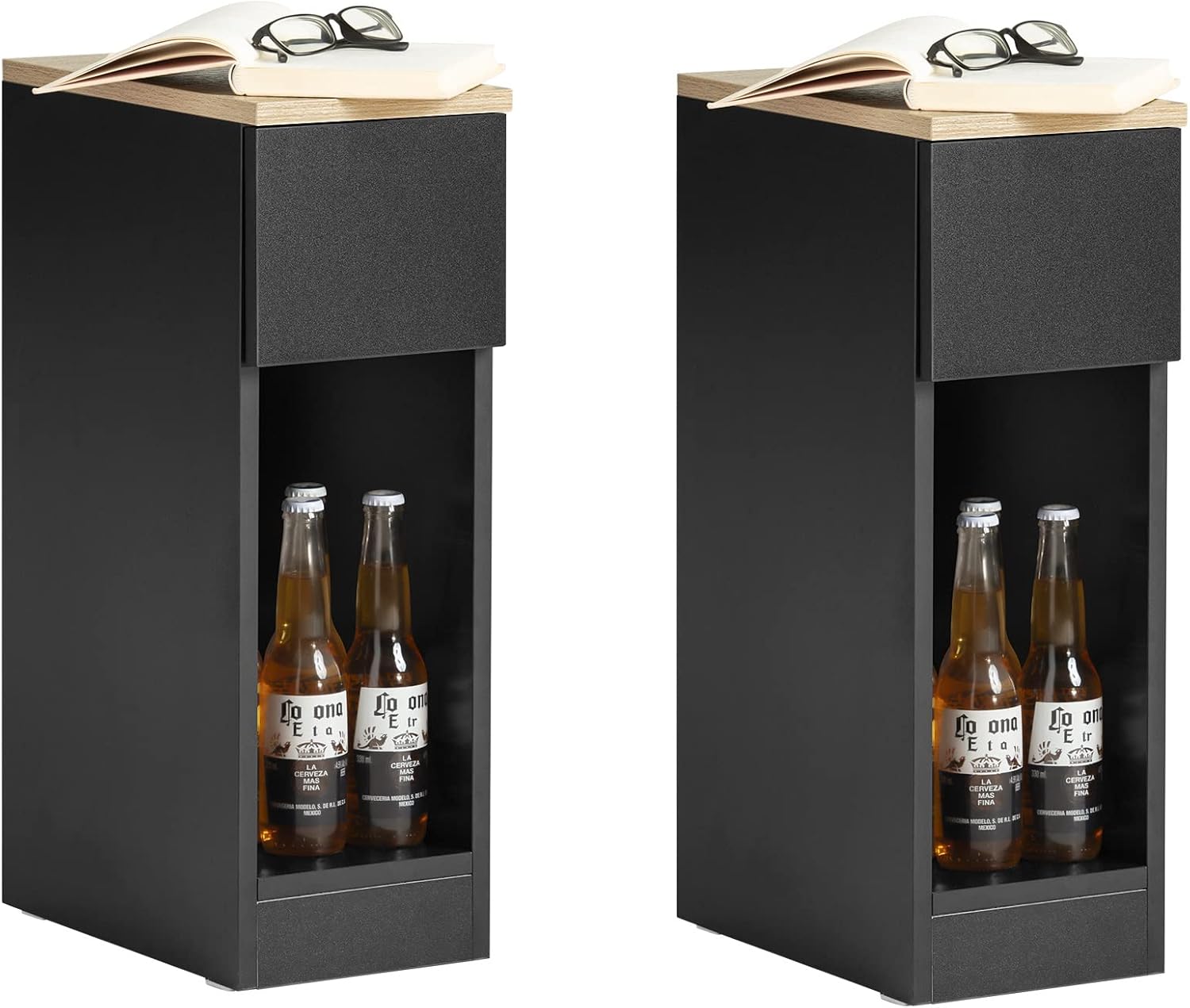 Rcynview Lot de 2 Table de Chevet Étroite, pour Nuit avec 2 Tiroir, Le Tiroir Peut être Installé Rcynview Lot de 2 Table de Chevet Étroite, pour Nuit avec 2 Tiroir, Le Tiroir Peut être Installé