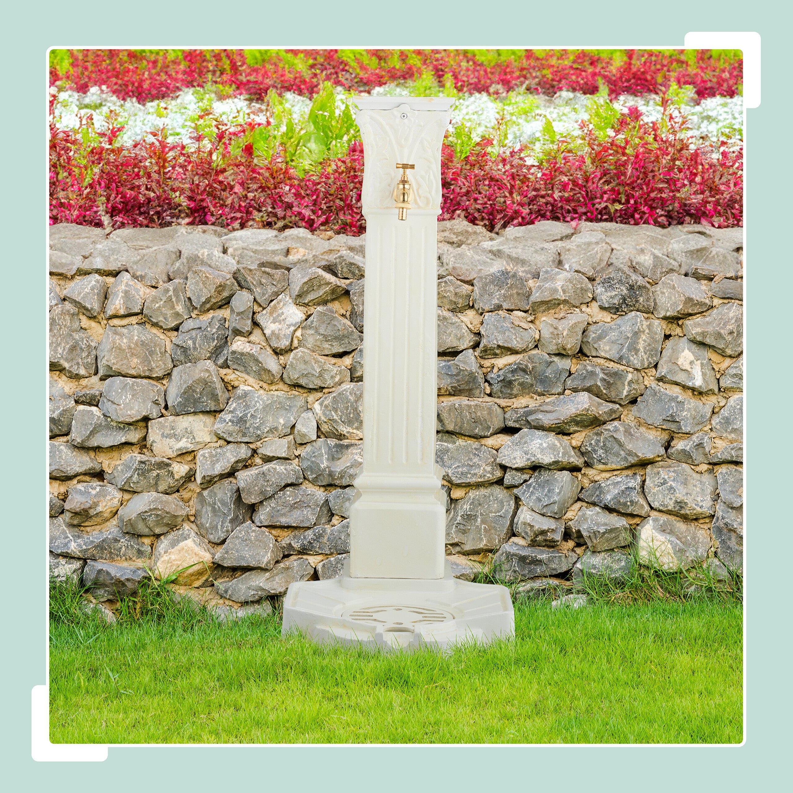 Fontaine De Jardin Extérieur Relaxdays - Design Nostalgique Avec Robinet - Fonte Aluminium 73x39x32cm - Marron