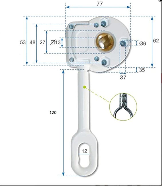 Arganello Per Tende Da Sole FRAMIG - Rapporto 7:1, Per Tende A Caduta, Colore Bianco - Foto 12