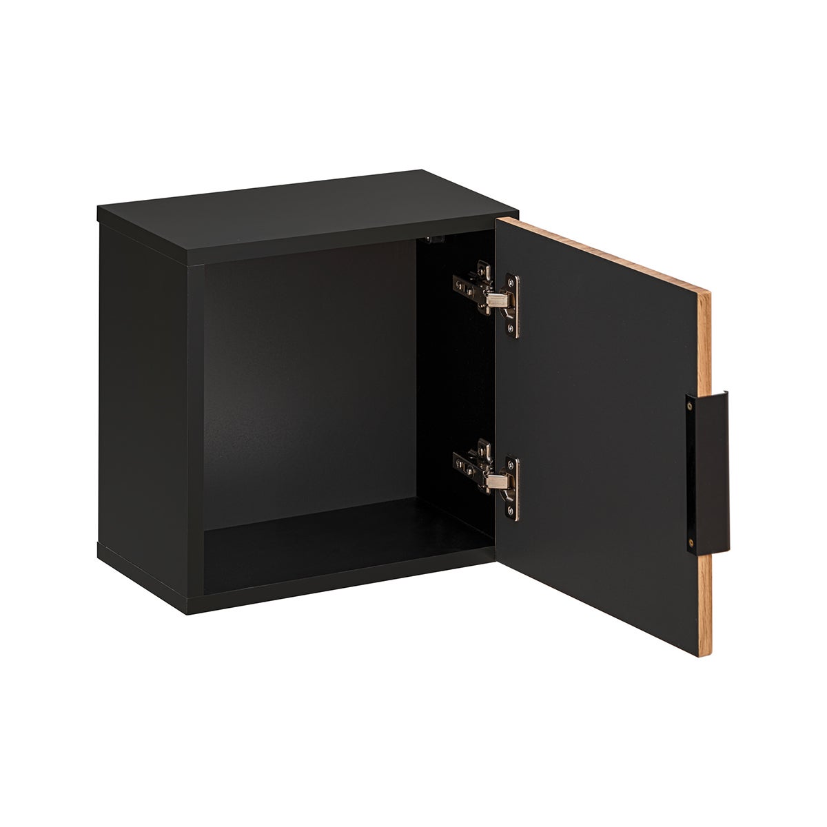 Ensemble meuble double vasque 140cm 2 niches colonne et 3 armoires murales Gaia Bois et Noir - Vasque Noir - 8
