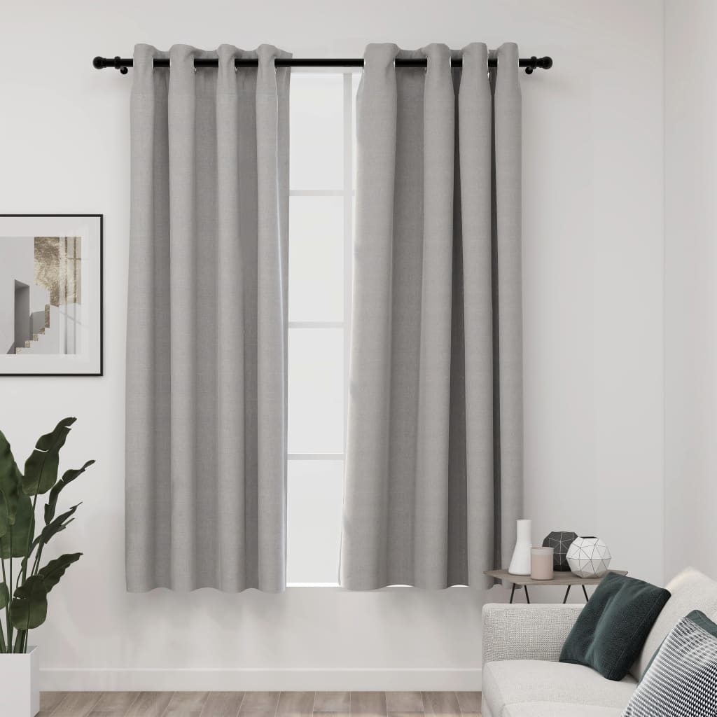 Rideaux Occultants Sur Mesure En Lin - Couleur & Motif Botanique - Doublés - 84x88 Pouces