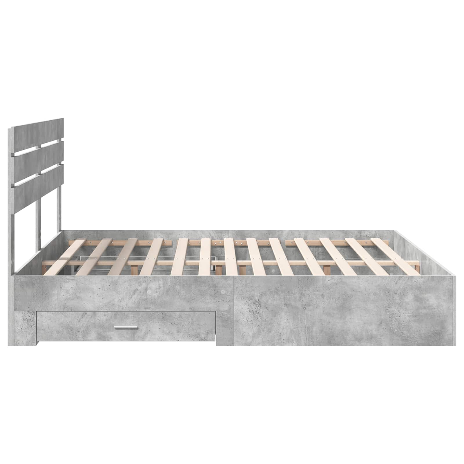 Cadre de lit gris béton 200 x 200 cm panneau de bois - 9