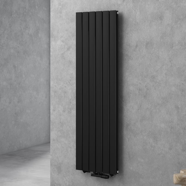 doporro Radiateur pour Chauffage Central 160x46cm Radiateur à Eau Chaude Panneau Double Couches Vertical Noir-Gris
