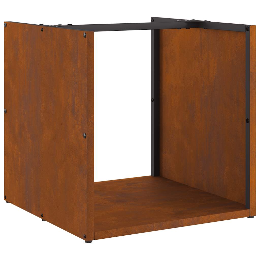 Rastrelliera Per Legna In Acciaio Corten 40x40x40 Cm - Porta Legna Da Esterno/interno, Capacità 30 Kg, Antiruggine