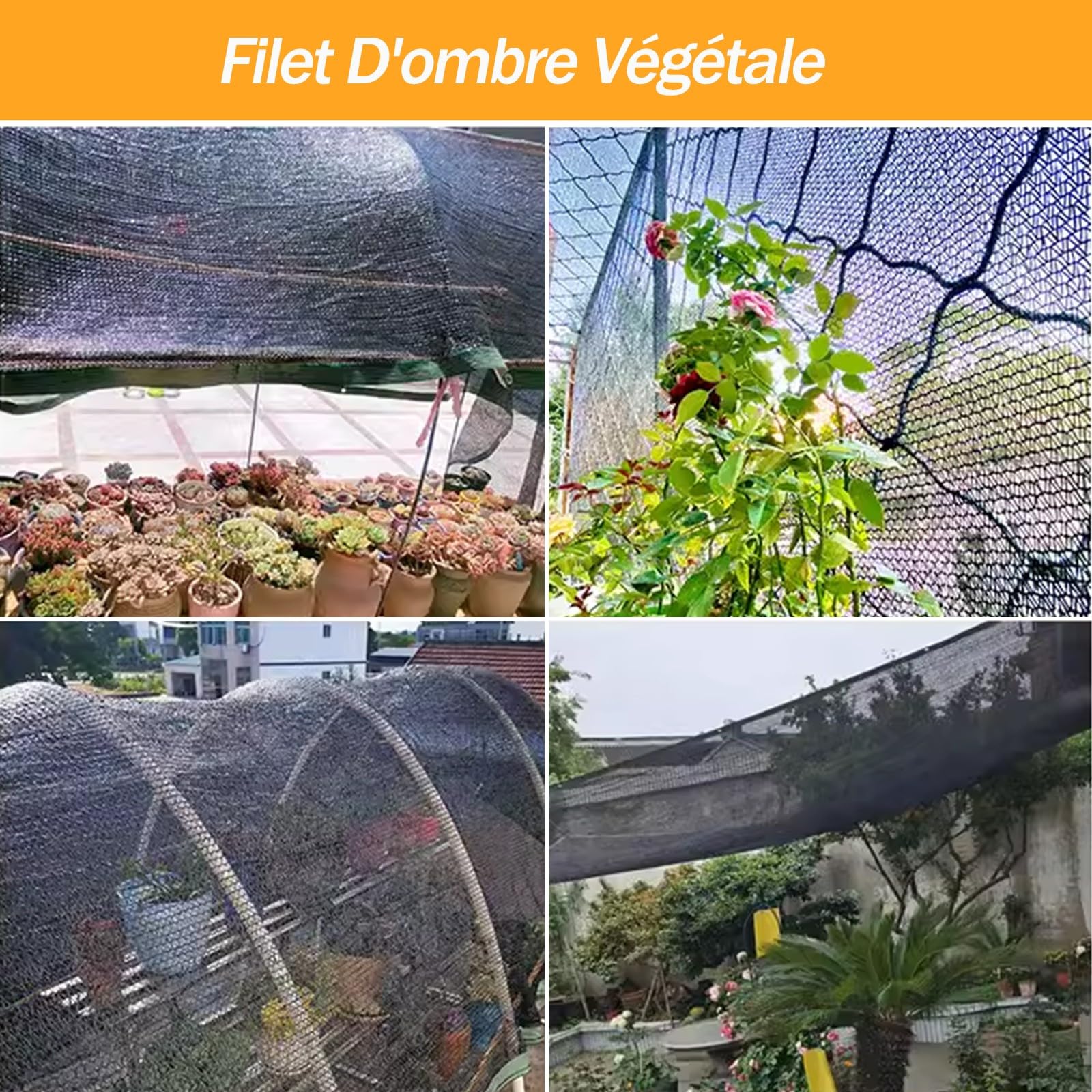 Filet D'ombrage pour Serre,70% Noir Voile Ombrage Ajourée Tissu D'ombrage Pare-Soleil Tissu avec Oeillets,pour La Couverture Végétale Jardin(3x3m) - 9