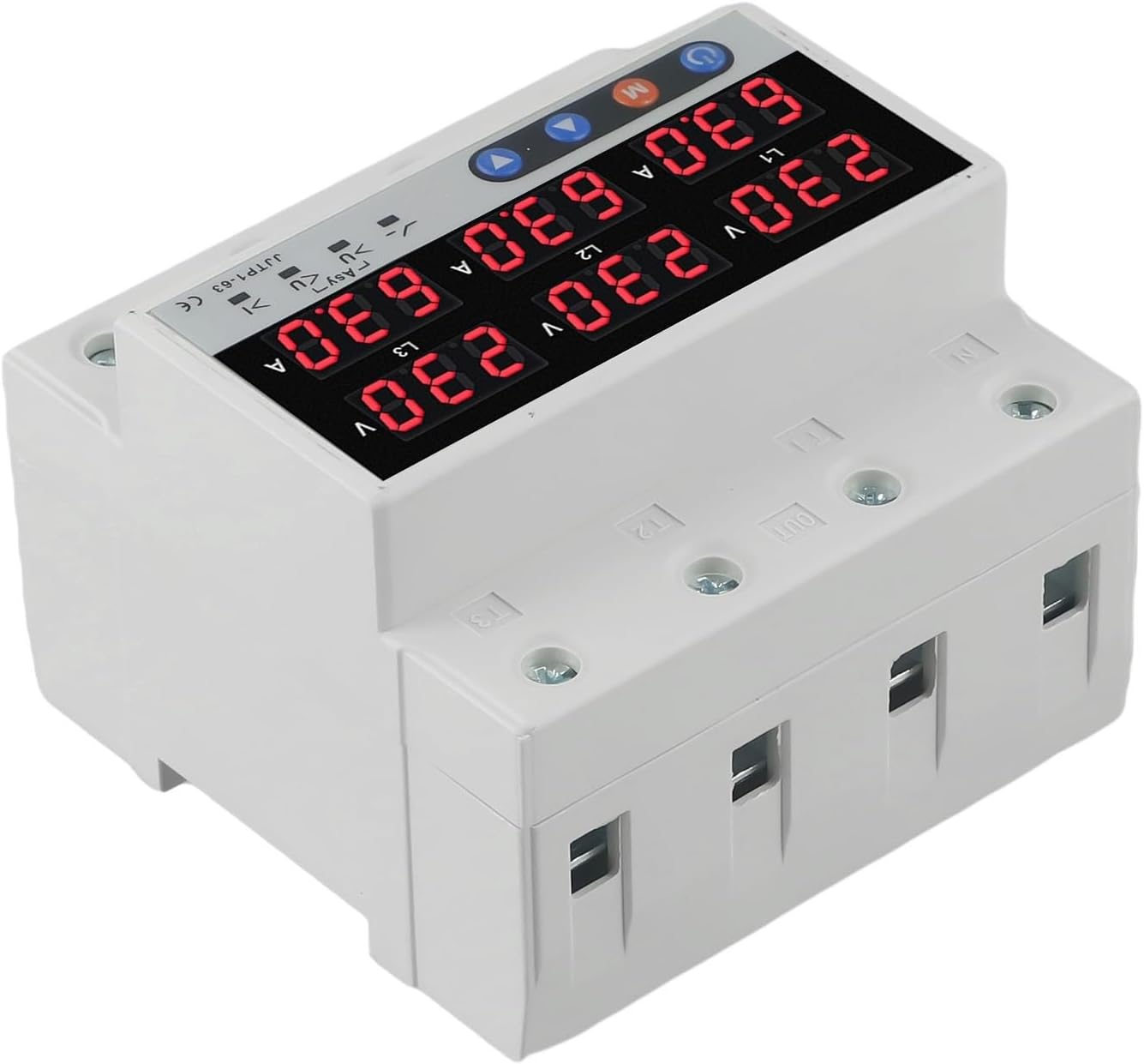 Protection triphasée contre la surtension - 4 fils - Limiteur de courant AC 380 V - Commutateur de transfert automatique - Sélecteur de phase (63 A) - 5