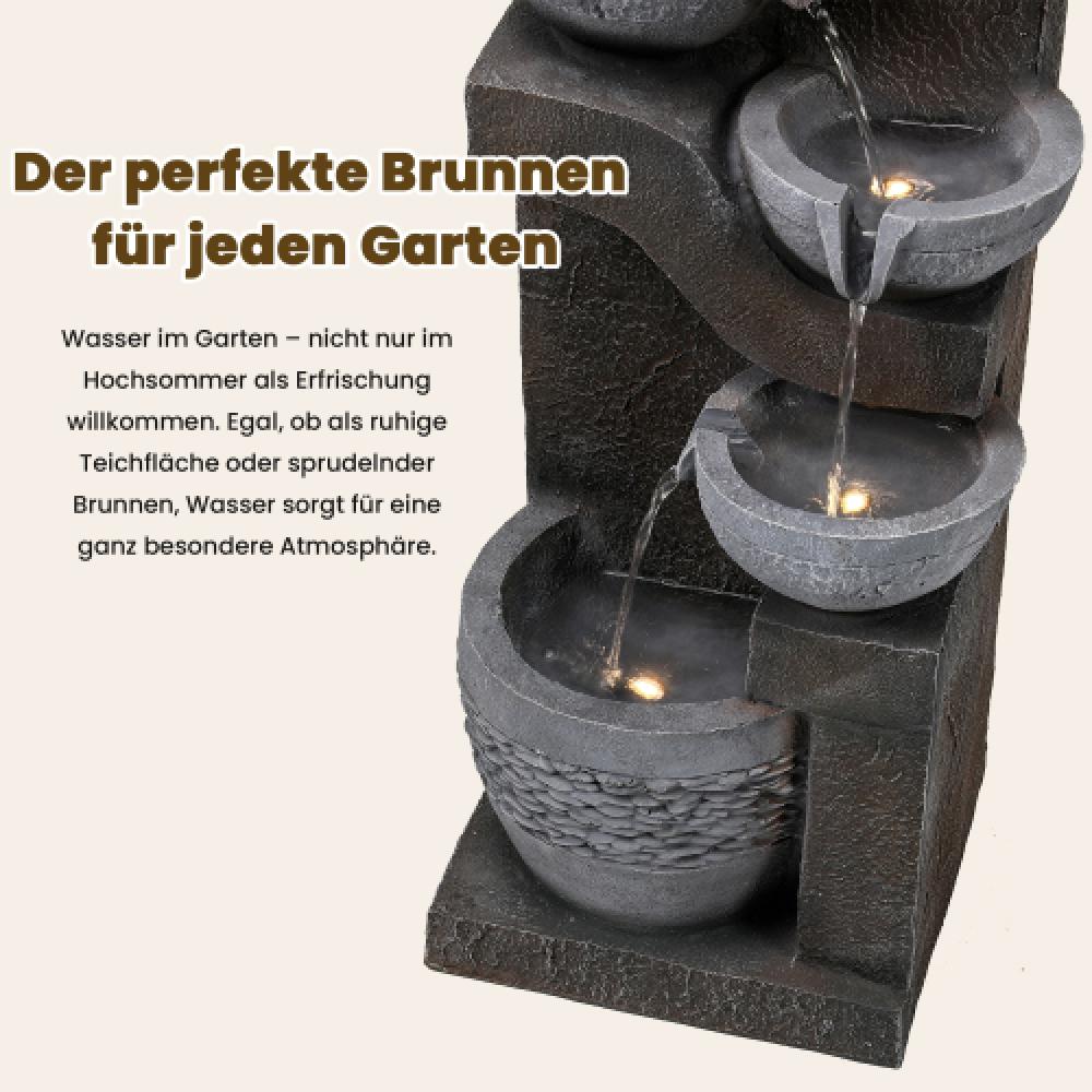 Fontaine jardin LED, pompe à eau, revêtement pierre artificielle, bassin décoratif, fontaine intérieure, jeu d’eau jardin/terrasse - 4