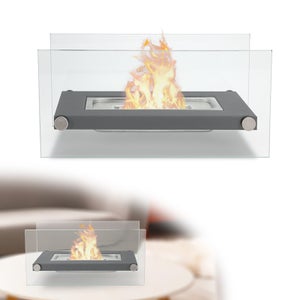 Cheminée De Table Bioéthanol Fierza 46cm - Sans Fumée, Sans Odeur, Intérieur/extérieur - Flamme Vive 90min, Brûleurs Inclus