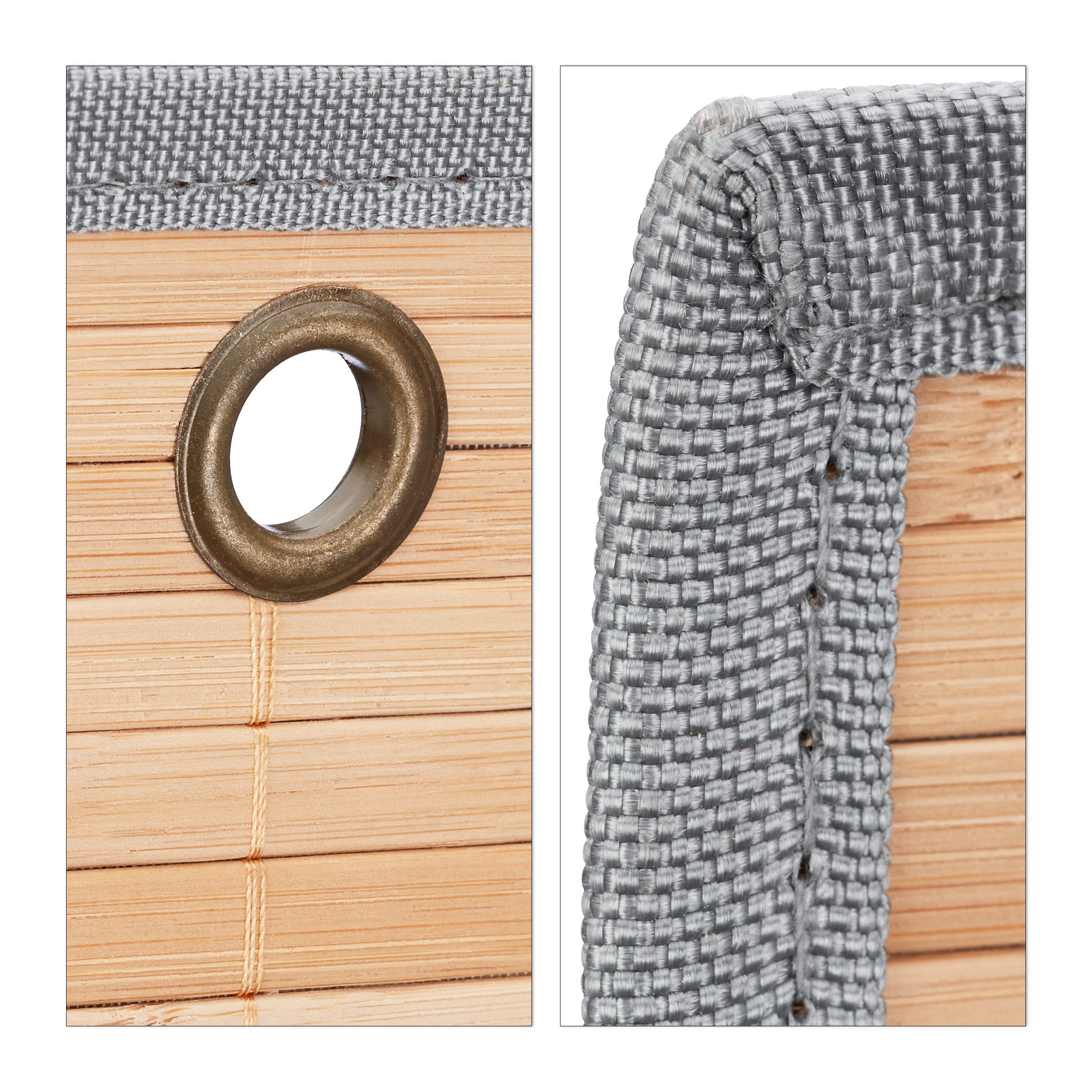 Organiseur mural en bambou à 3 compartiments à motif jute, 58 x 34 x 15 cm, gris, porte-revues pour bureau et entrée, taille M, Relaxdays - 6