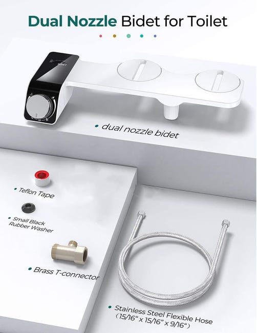 Bidet Non Elettrico A Doppia Ugello, Sedile WC Autopulente Con Spruzzatore, Pressione Dell'acqua Regolabile | Leroy Merlin - Foto 12