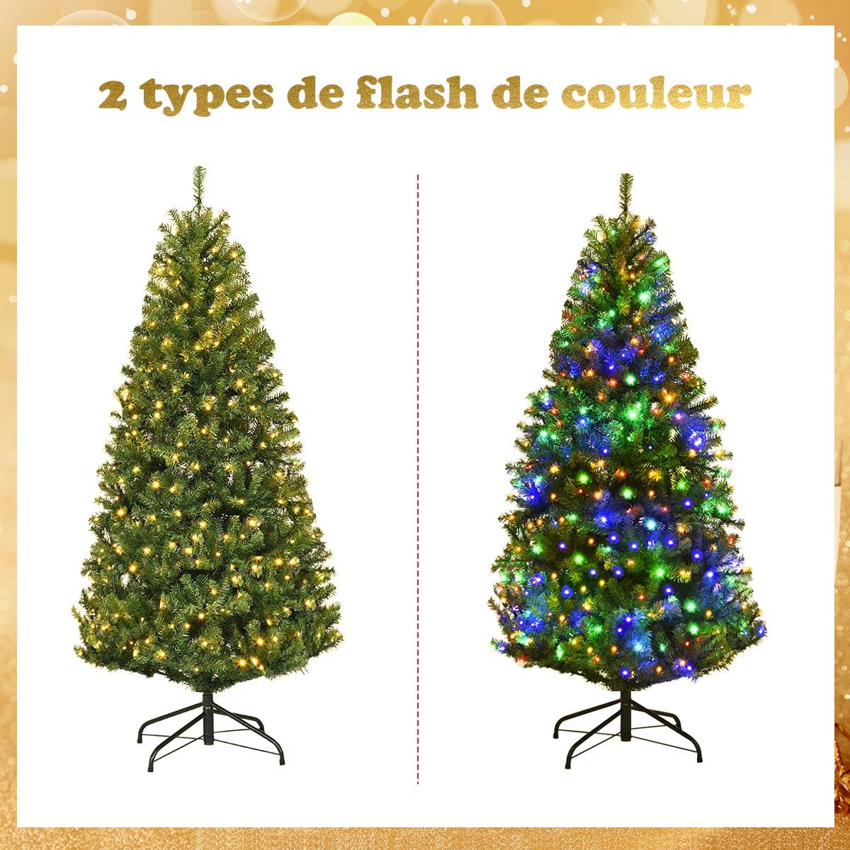 Árbol de Navidad artificial preiluminado de 210 cm con luces LED de 4 colores y blanco cálido, 11 modos de iluminación y apertura tipo paraguas - 6