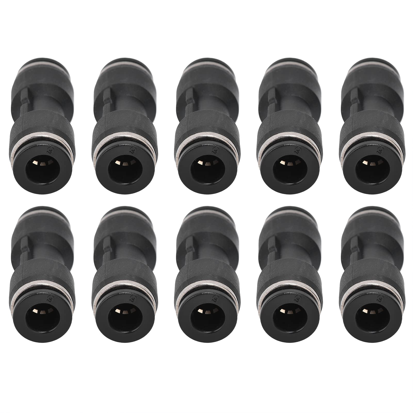 6 Raccords Pneumatiques Droits Et Coudés - Connexion Push-to-connect, Laiton Nickelé, Pour Tuyaux 12mm