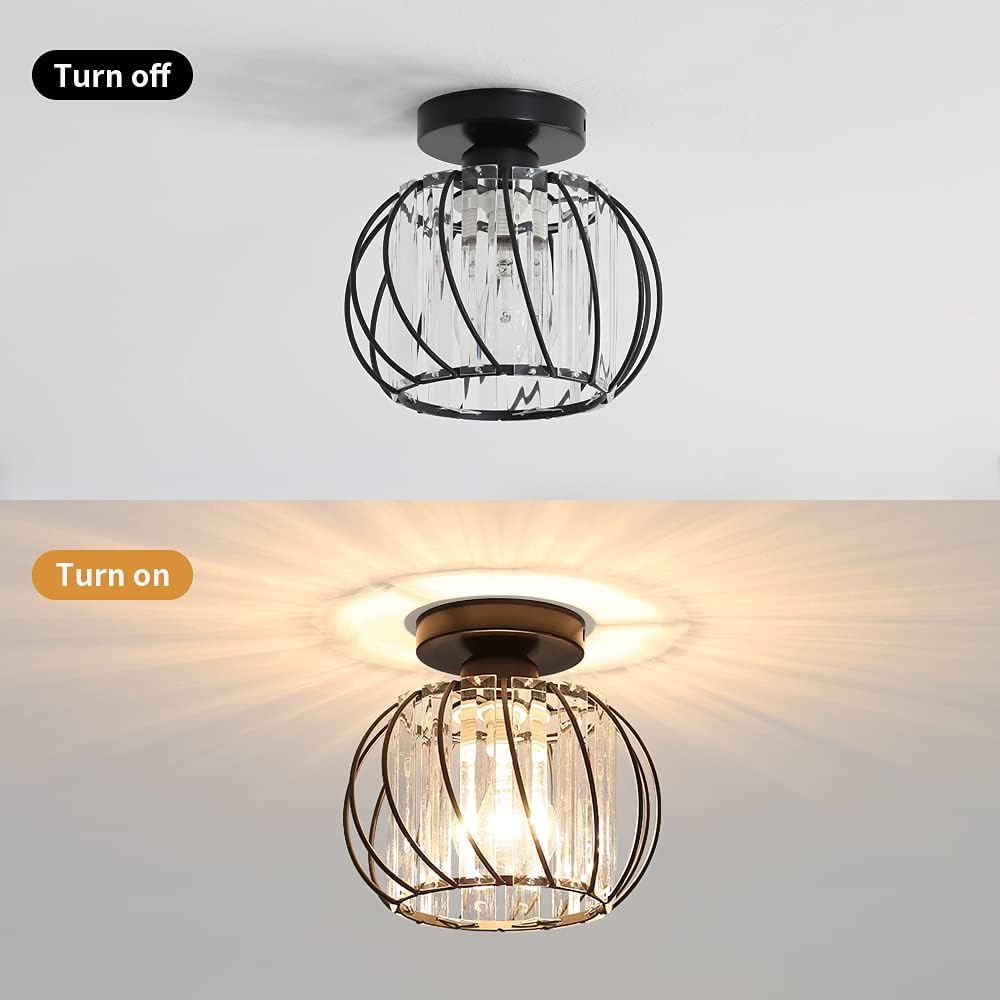 Plafonnier cristal moderne E27 LED mini lustre – noir – cuisine, salle à manger, chambre, couloir, entrée - 5