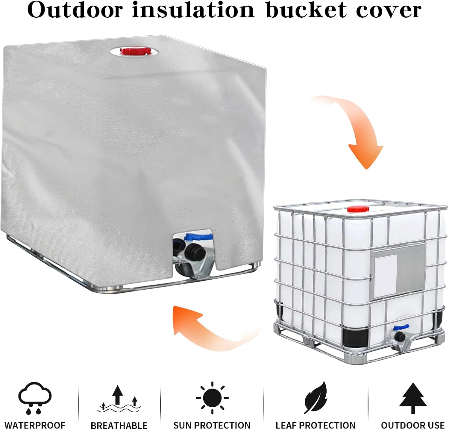 Bache de Réservoir d'eau Couvercle, Anti-UV Anti-Poussière Bache de Housse Protection,Bache pour Cuve 1000L IBC, Bouchon Cuve a Eau Bâche, Housse Cuve - 4
