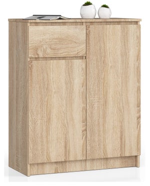 Commode 4 Tiroirs 80x97x40 Cm - Style Moderne Chêne Sonoma - Rangement Pour Salon, Chambre Ou Bureau - Assemblage Facile