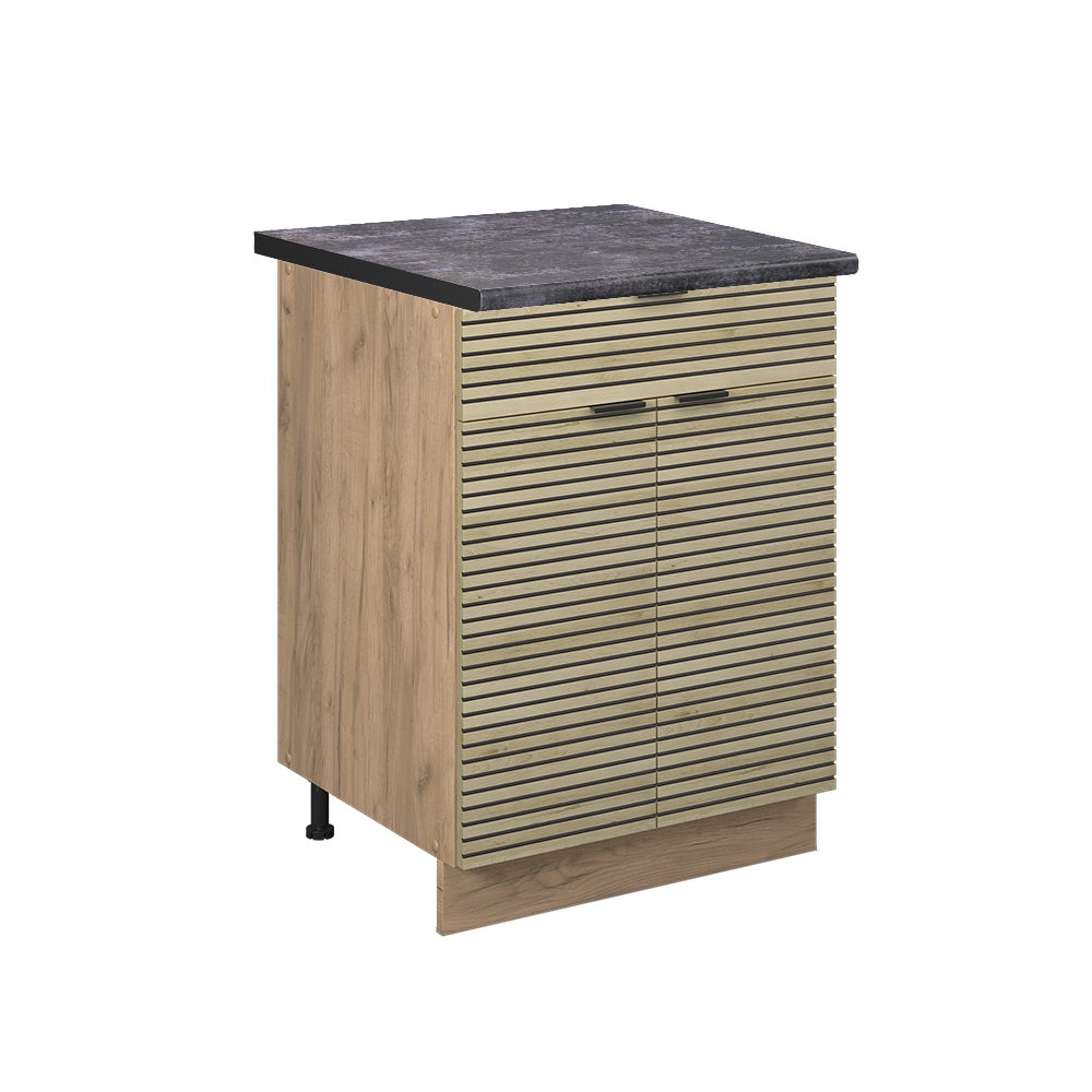 Vicco Szafka dolna do kuchni Fame-Line, Panel dębowy, 60 cm z szufladą, BP Antracyt