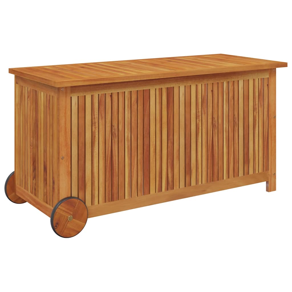 Coffre de jardin à roulettes, en bois d'acacia massif, 113 x 50 x 58 cm - COMFORTXL - 4