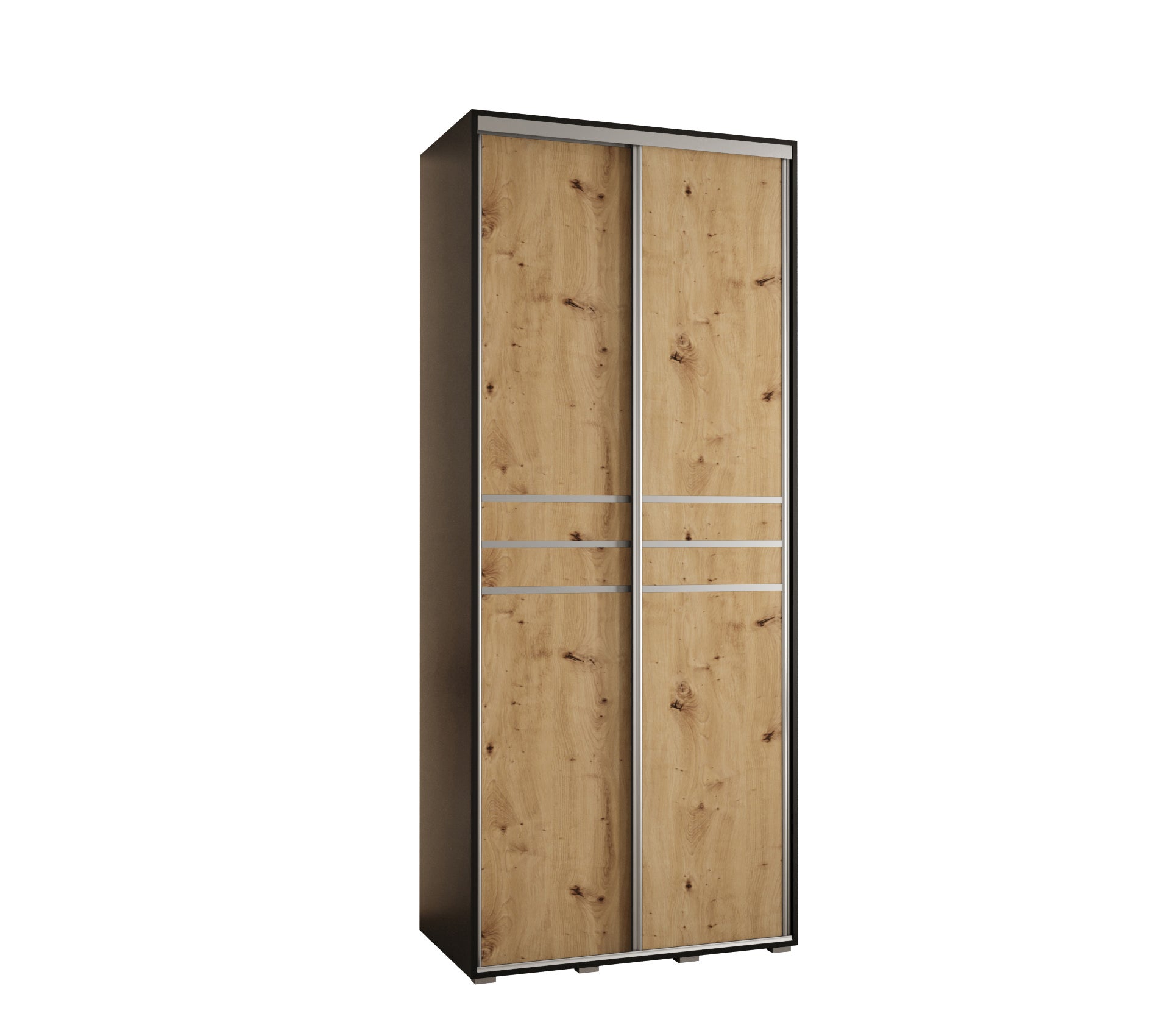 Szafa przesuwna wysoka Davos 10 120 x 60 x 235,2 cm czarny + artisan + u. srebrny - Abiks Meble