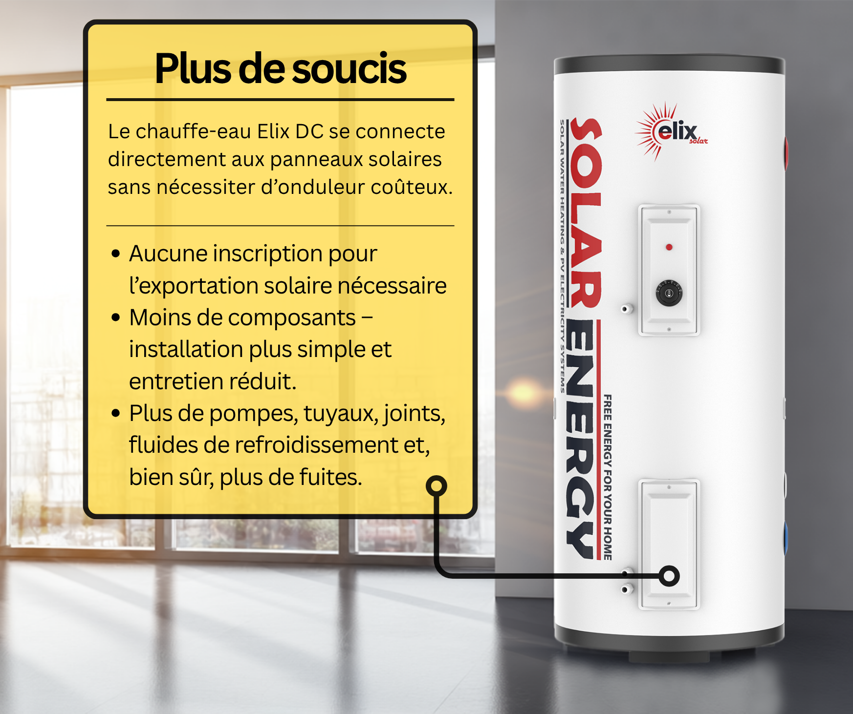 Elix Aquecimento de Água Solar Fotovoltaico DC 200 L – Termoacumulador Elétrico PV para Água Quente (DC 1100W) - 5