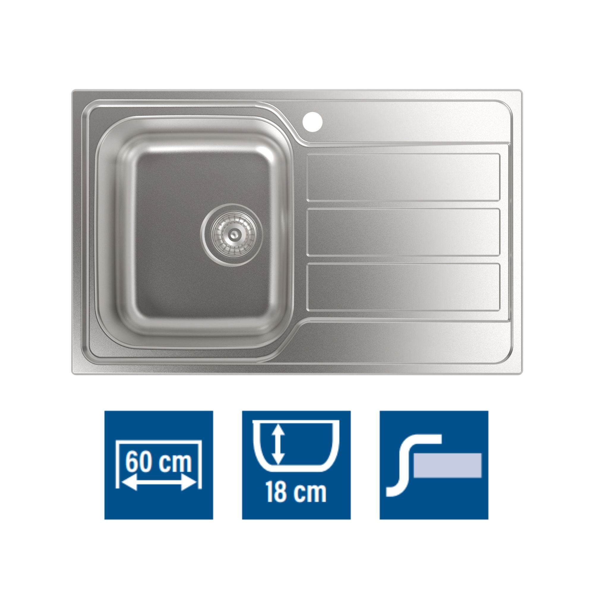 Cata  Fregadero Cdp-1 Ei 1 Seno Cuadrado 86 X 50 Cm Acero Inoxidable Acero Inoxidable, Leroy Merlin