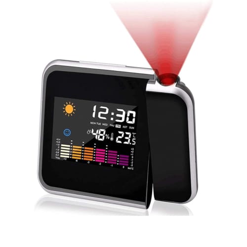 SVEGLIA DIGITALE DA COMODINO CON PROIETTORE LASER IGROMETRO OROLOGIO DATA JS 016 Leroy Merlin