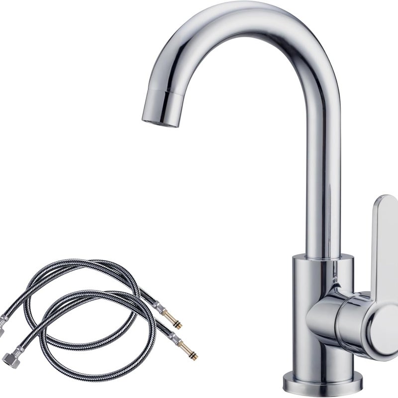 Jednouchwytowa bateria zlewozmywakowa kuchenna, bateria mieszająca z wbudowaną obrotową wylewką 360°, bateria zlewozmywakowa z wężem