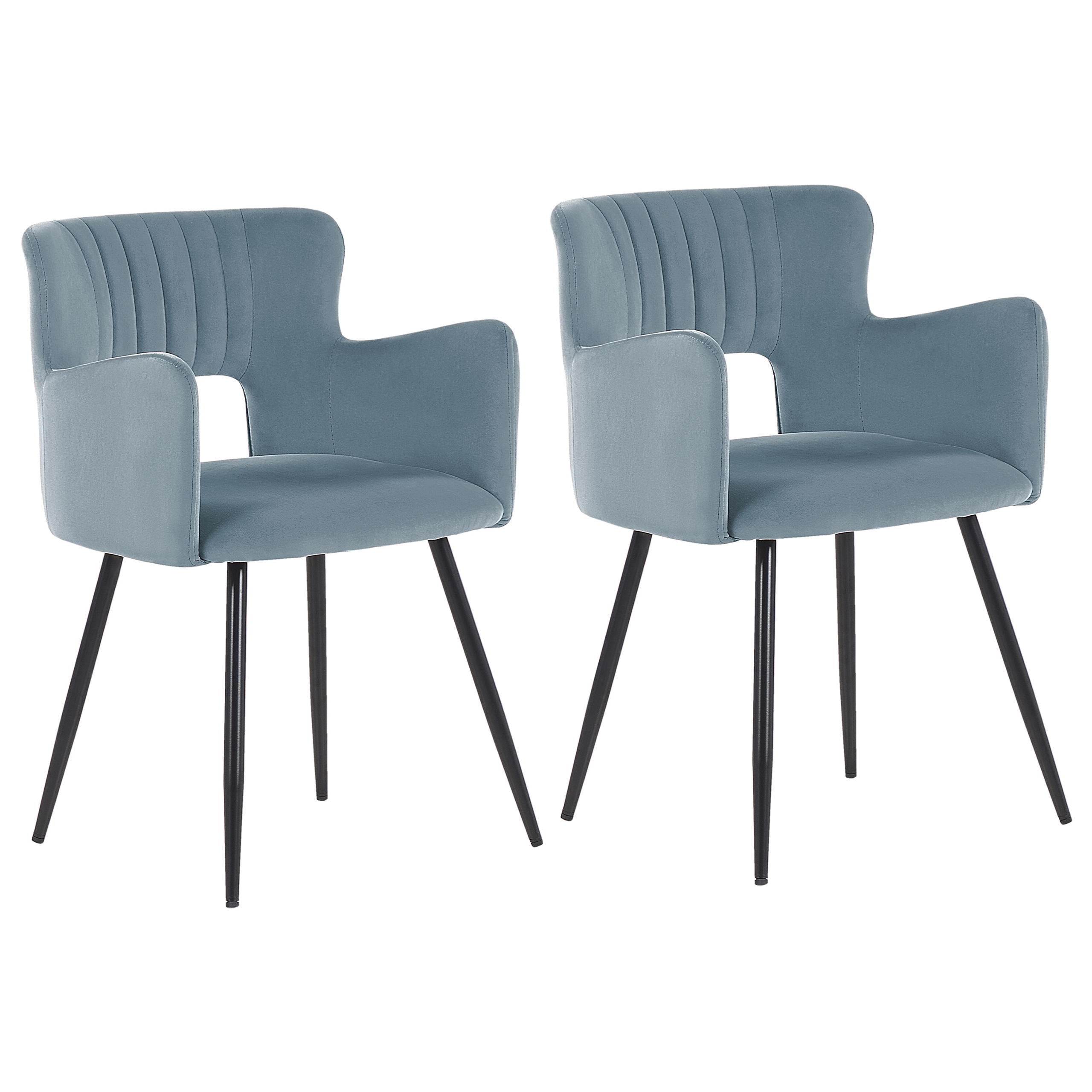 Lot De 2 Chaises De Salle à Manger Modernes – Velours Pétrole, Pieds Acier Noir, Eris-car