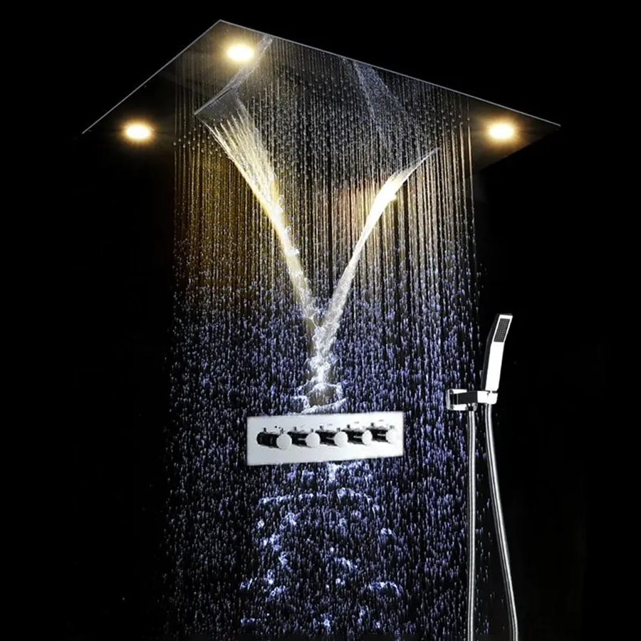 🚿 Ciel de pluie LED, composition de douche Tiro chrome 800 x 600 mm - 5