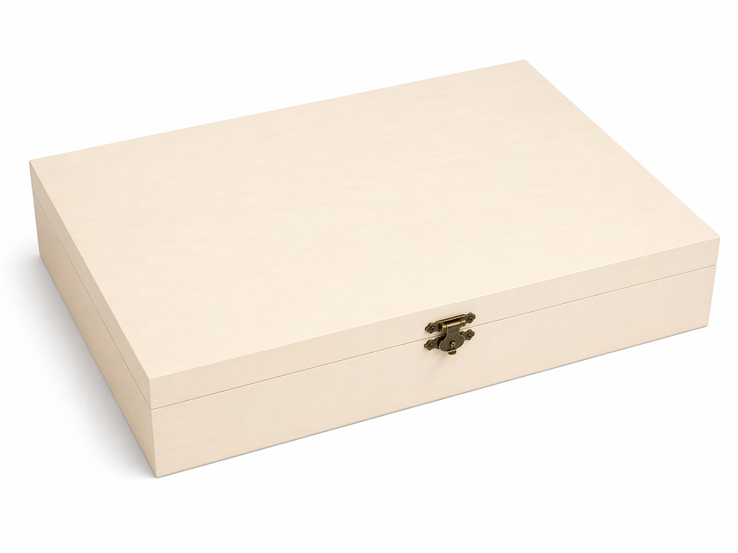 Coffret en bois. Intérieur compartimenté pour les collections. Brut, pour la décoration. Dimensions (largeur/profondeur/hauteur)&nbsp;: 45 x 28 x 6 cm. - 2