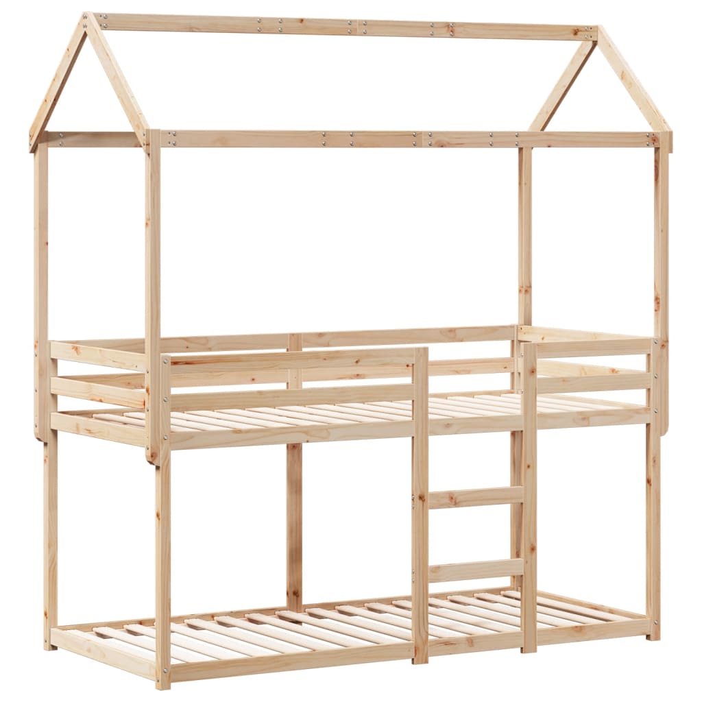 Lit superposé avec toit 90x190 cm bois massif de pin - 3