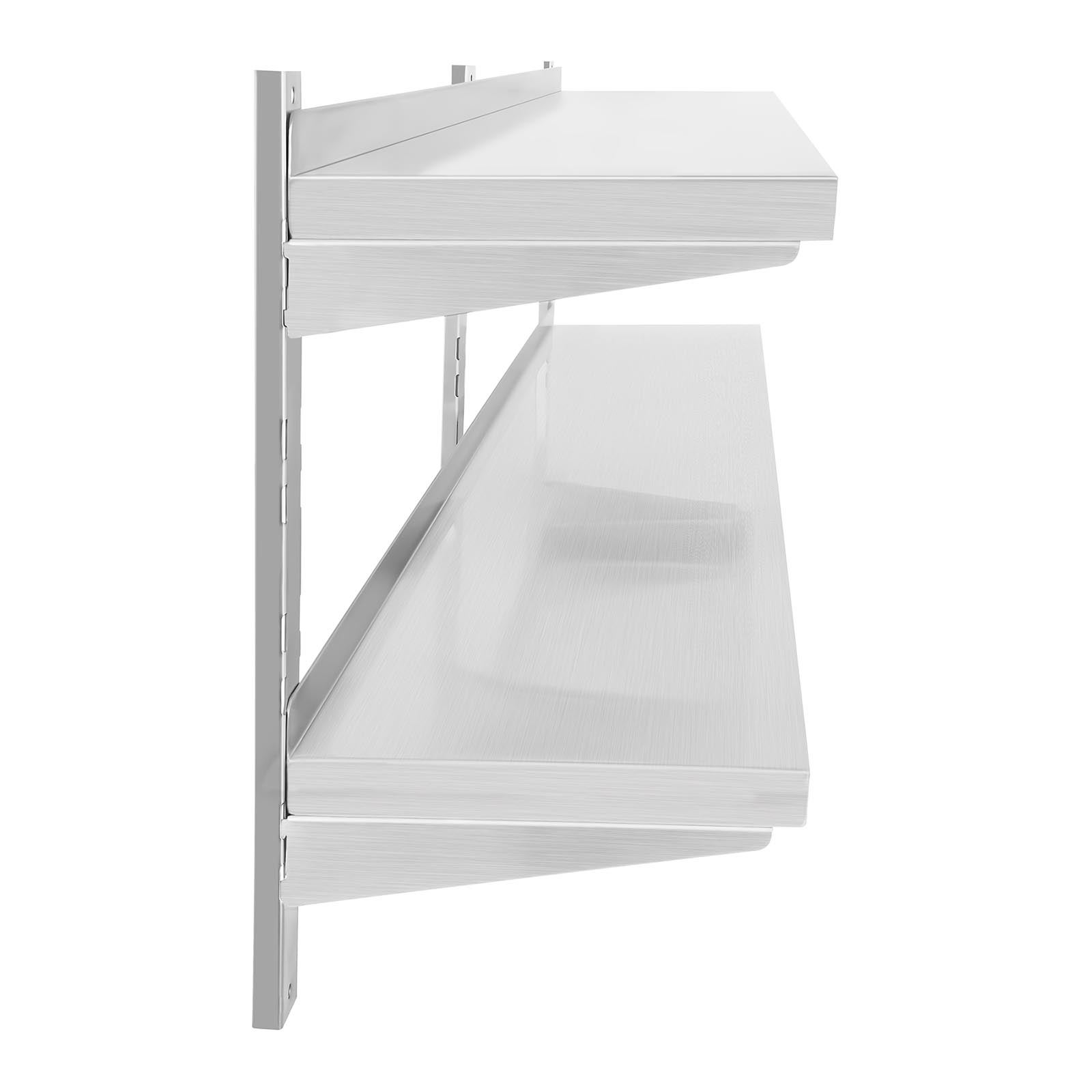 Étagère murale - Royal Catering - 180 cm de long - 2 plateaux - Acier inoxydable - 6